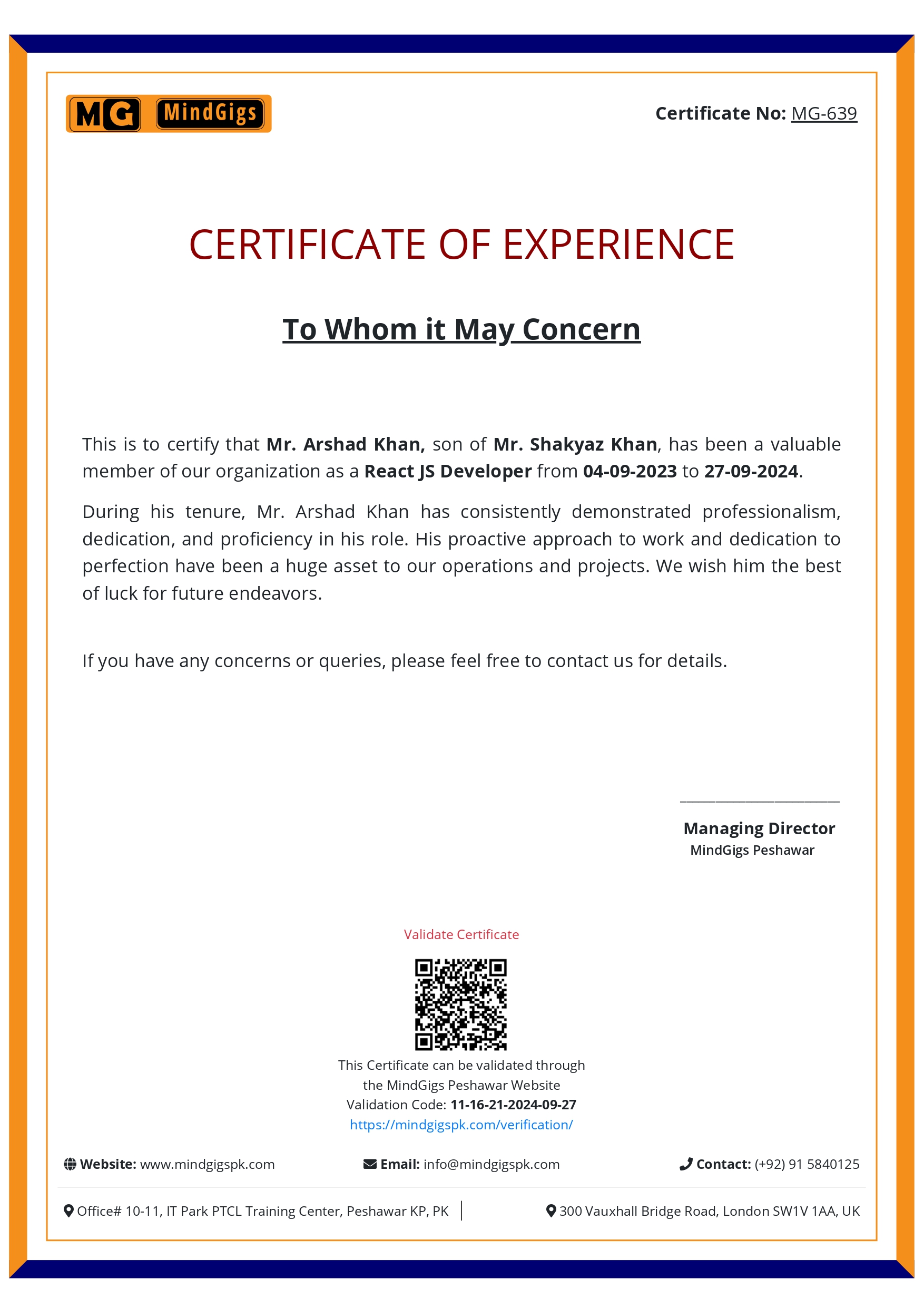 Certificate